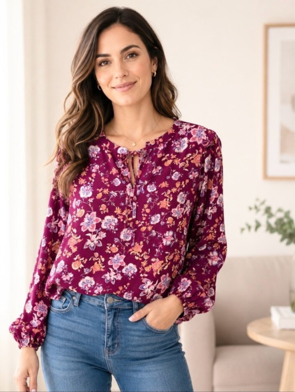 NWT • Cooper and Ella Purple Floral Blouse (M)